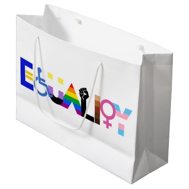 Grand Sac Cadeau Drapeau d'égalité inclusive (Devant Angle)