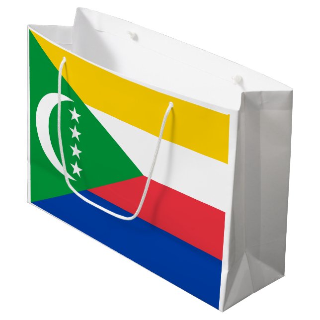 Grand Sac Cadeau Drapeau des Comores (Devant Angle)