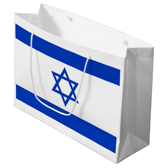 Grand Sac Cadeau Drapeau d'Israël (Devant Angle)