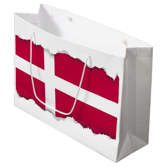 Grand Sac Cadeau Drapeau du Danemark (Devant Angle)