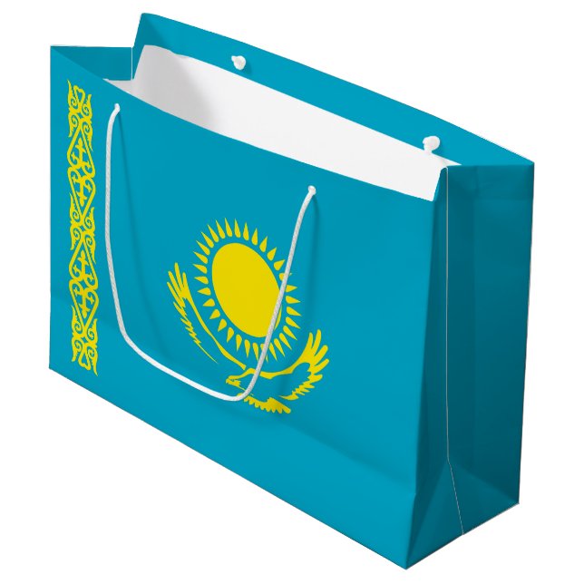 Grand Sac Cadeau Drapeau du Kazakhstan (Devant Angle)