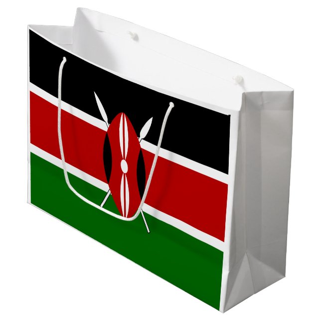 Grand Sac Cadeau Drapeau du Kenya (Devant Angle)
