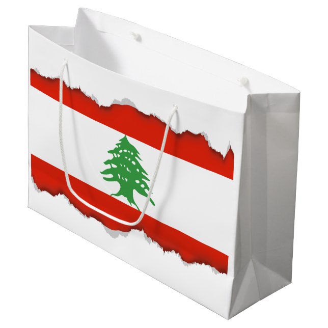 Grand Sac Cadeau Drapeau du Liban (Devant Angle)