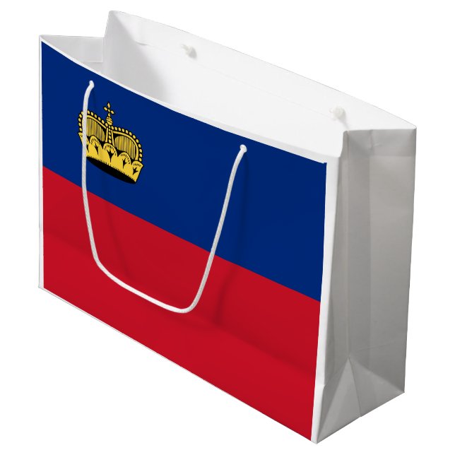 Grand Sac Cadeau Drapeau du Liechtenstein (Devant Angle)