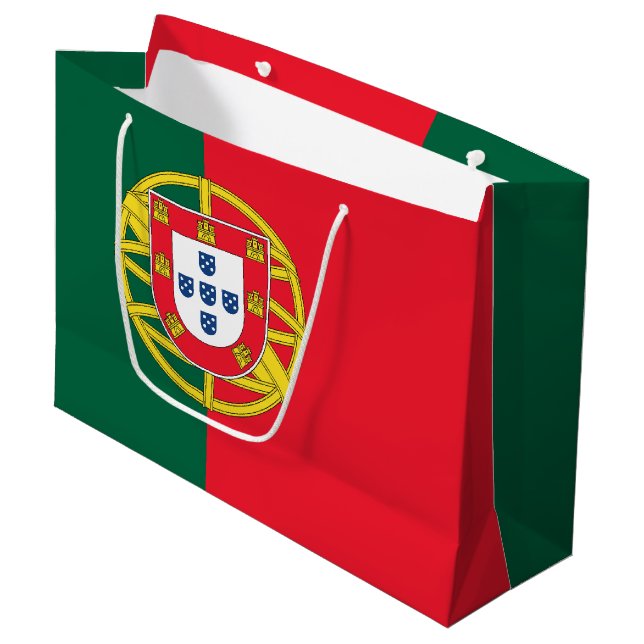 Grand Sac Cadeau Drapeau du Portugal (Devant Angle)