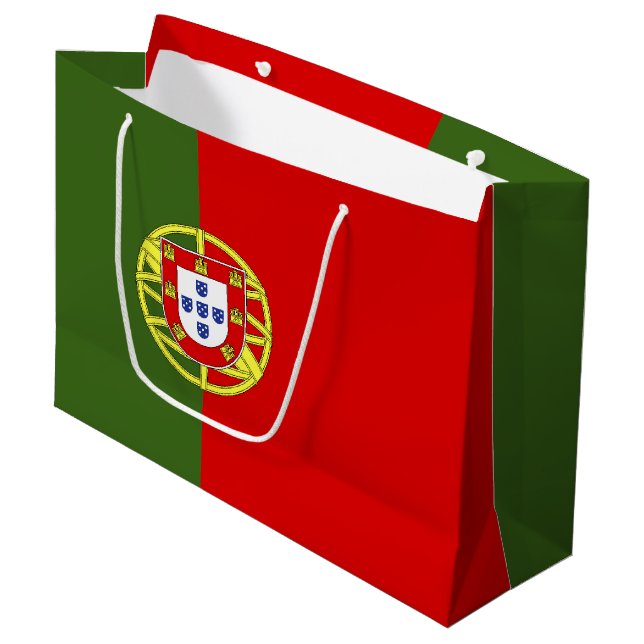Grand Sac Cadeau Drapeau du Portugal (Devant Angle)