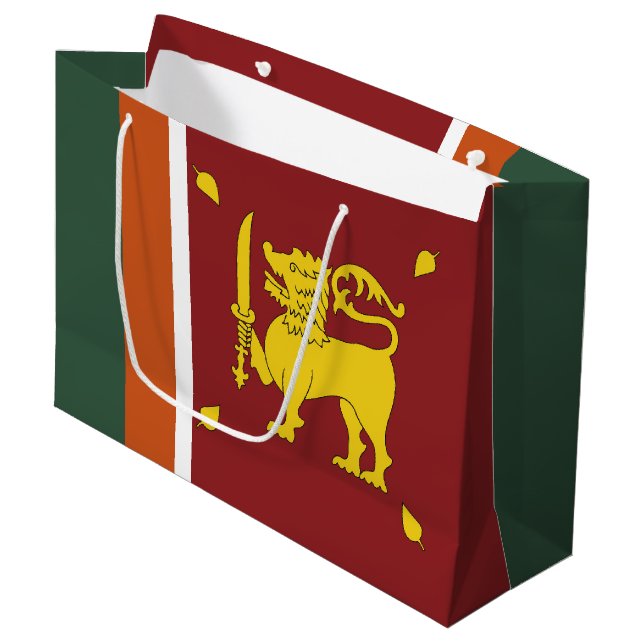 Grand Sac Cadeau Drapeau du Sri Lanka (Devant Angle)