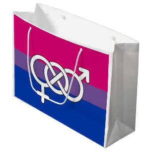 Grand Sac Cadeau Drapeau du symbole de la fierté bisexuelle