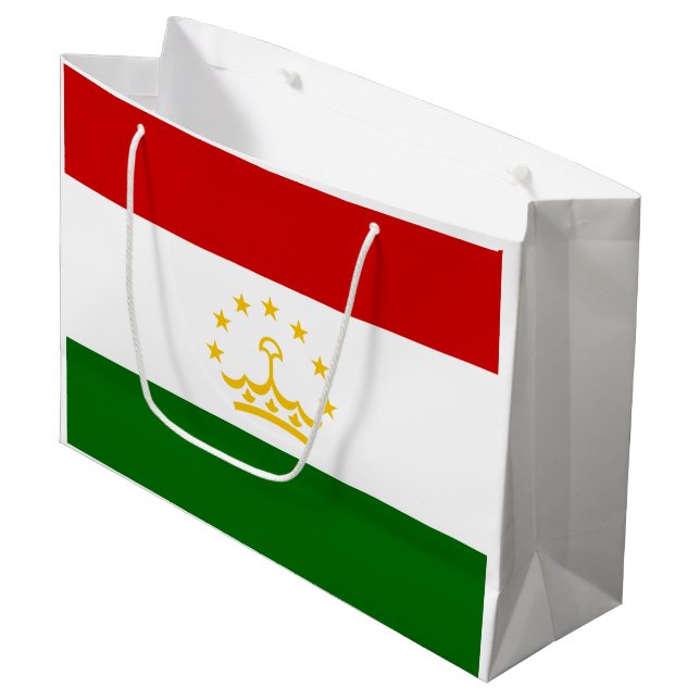 Grand Sac Cadeau Drapeau du Tadjikistan (Devant Angle)