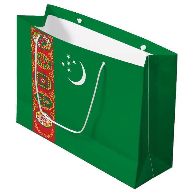 Grand Sac Cadeau Drapeau du Turkménistan (Devant Angle)