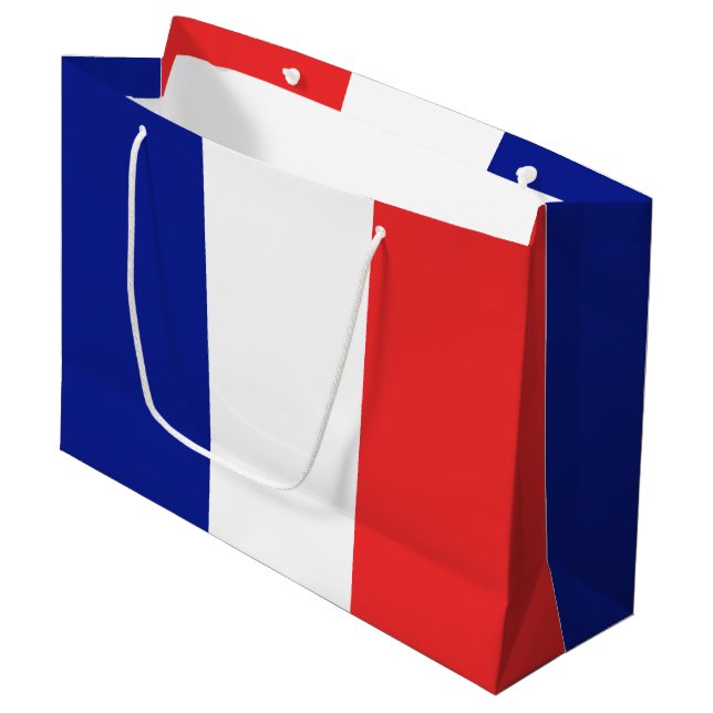 Grand Sac Cadeau Drapeau français Tricolore (Devant Angle)