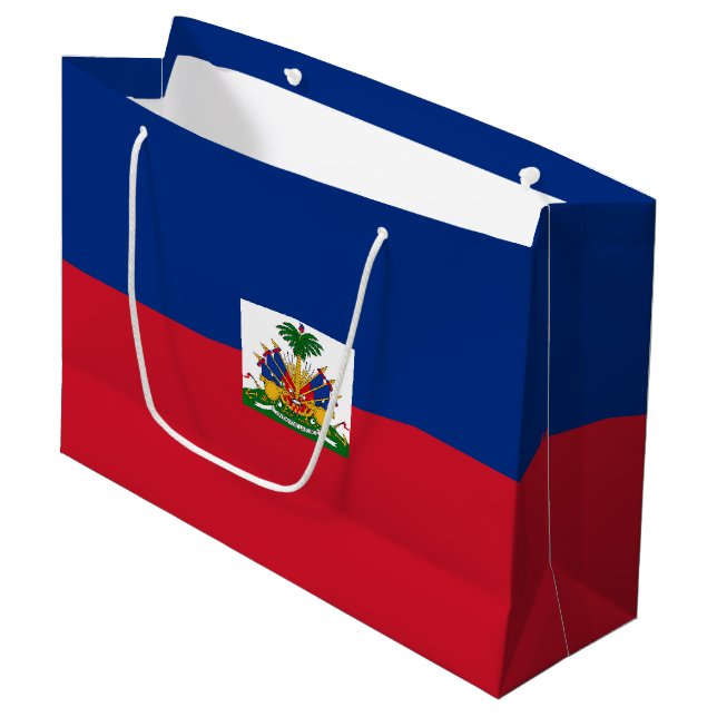 Grand Sac Cadeau Drapeau Haïti (Devant Angle)