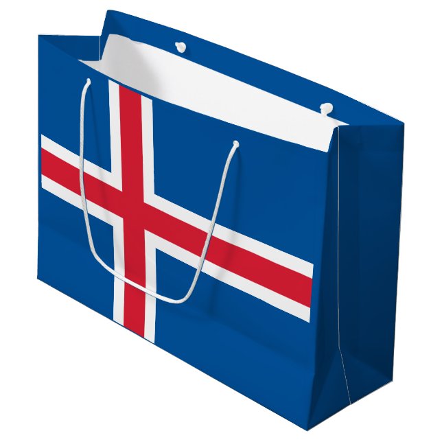 Grand Sac Cadeau Drapeau Islande (Devant Angle)