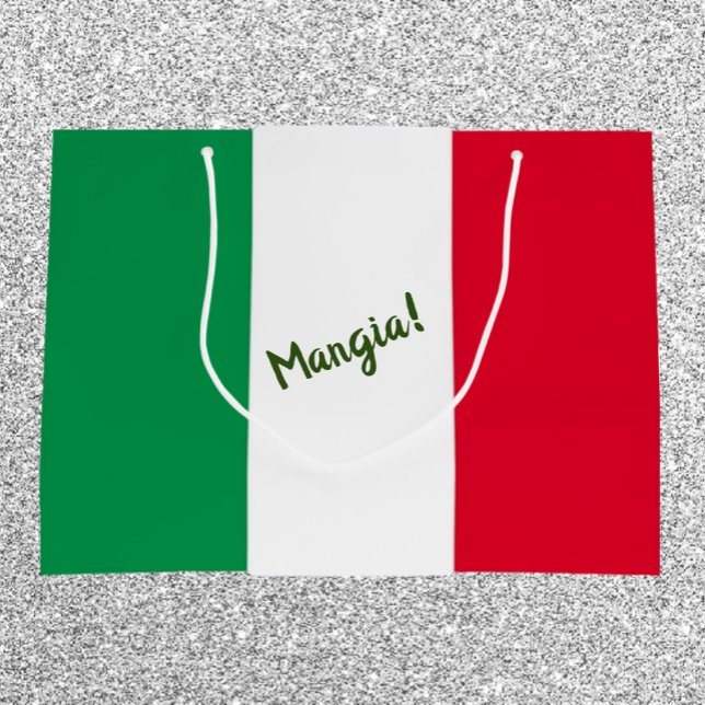 Grand Sac Cadeau Drapeau italien Mangia Rouge Blanc et Vert (Bookmark my store! https://www.zazzle.com/store/capricepetit)