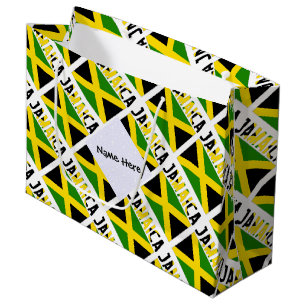 Grand Sac Cadeau Drapeau jamaïcain avec ton nom