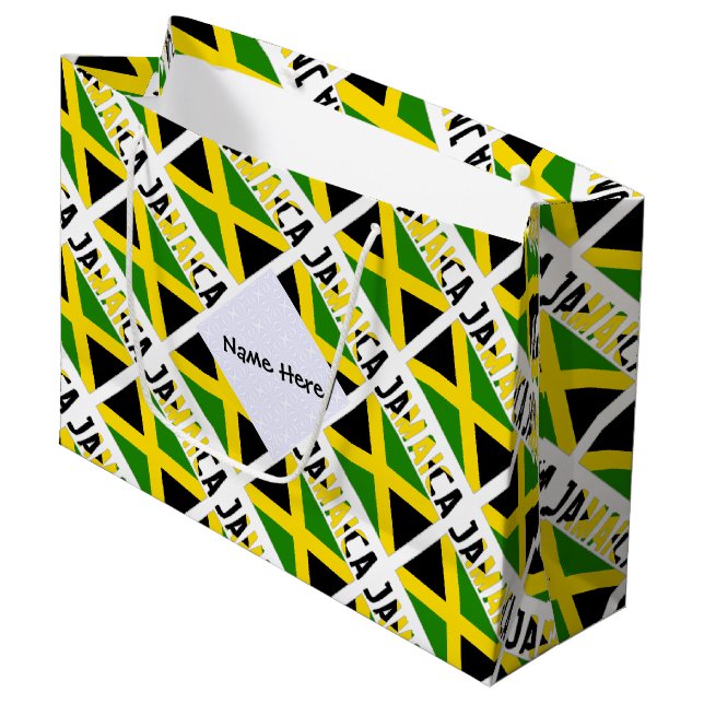 Grand Sac Cadeau Drapeau jamaïcain avec ton nom (Devant Angle)