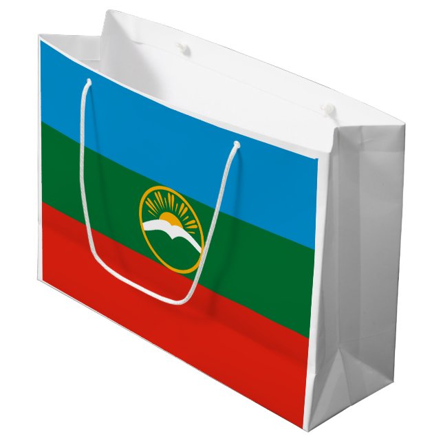 Grand Sac Cadeau Drapeau Karachay Cherkessia (Devant Angle)
