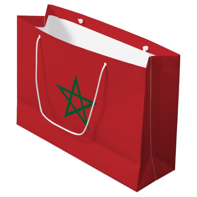Grand Sac Cadeau Drapeau Maroc (Devant Angle)