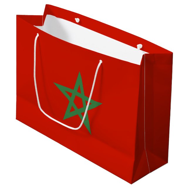 Grand Sac Cadeau drapeau marocain (Devant Angle)