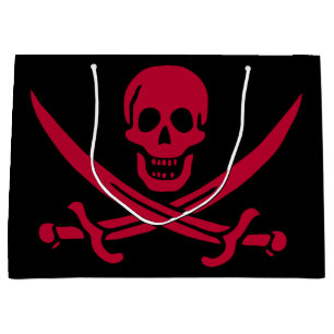 Grand Sac Cadeau Drapeau pirate Crâne Rouge et Épées de Calico Jack