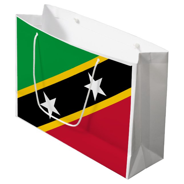 Grand Sac Cadeau Drapeau Saint-Kitts-et-Nevis (Devant Angle)