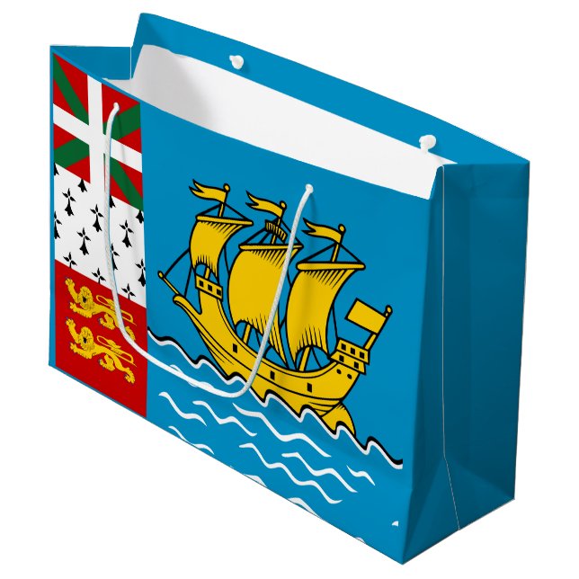 Grand Sac Cadeau Drapeau Saint-Pierre-et-Miquelon (Devant Angle)