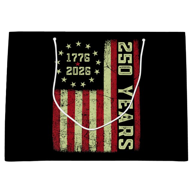 Grand Sac Cadeau Drapeau Usa 250e Anniversaire (Devant)