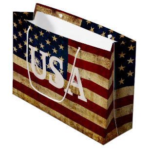 Grand Sac Cadeau Drapeau USA / Grunge