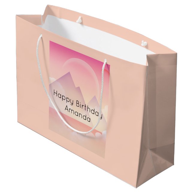 Grand Sac Cadeau Dreamy Pastel Mountain Paysage Anniversaire (Dos Angle)