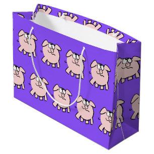 Grand Sac Cadeau Drôle 2 caricature Cochon bébé Choisir Couleur L C