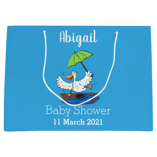 Grand Sac Cadeau Drôle canard avec parapluie dessin animé (Devant)