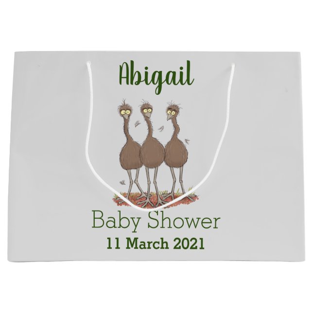 Grand Sac Cadeau Drôle dessin animé du trio australien emu (Devant)