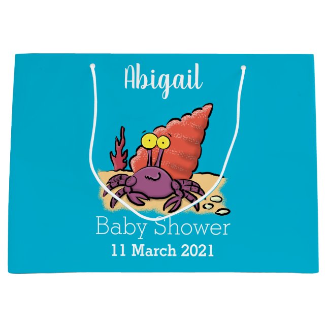 Grand Sac Cadeau Drôle mignon caricature pourpre crabe ermite (Devant)