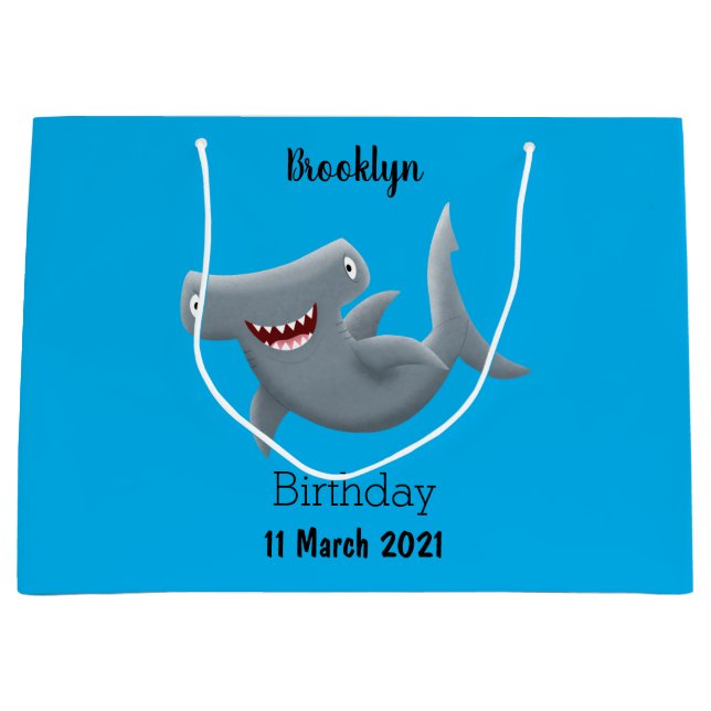 Grand Sac Cadeau Drôle mignon requin marteau dessin animé (Devant)