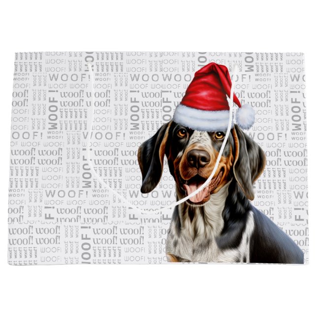 Grand Sac Cadeau Drôle Noël Chien Bluetick Coonhound Holiday (Devant)