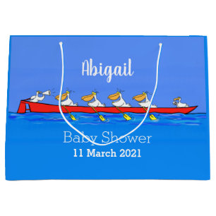 Grand Sac Cadeau Drôle pélicans rameurs dessin animé