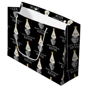 Grand Sac Cadeau Drôle Personnalisé Visage Photo Joyeux Anniversair