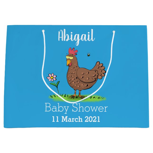 Grand Sac Cadeau Drôle poulet rustique whimsical dessin animé (Devant)