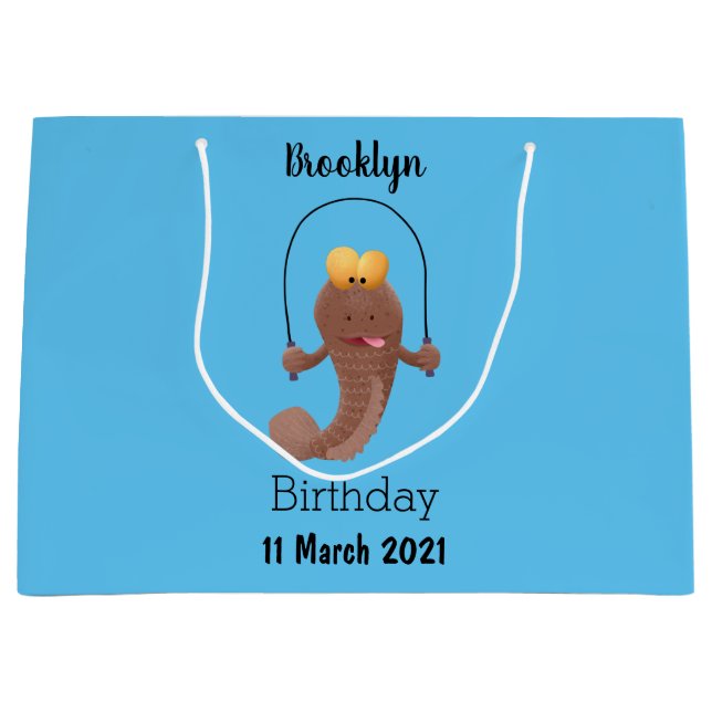 Grand Sac Cadeau Drôle sauter boudskipper poisson dessin animé (Devant)