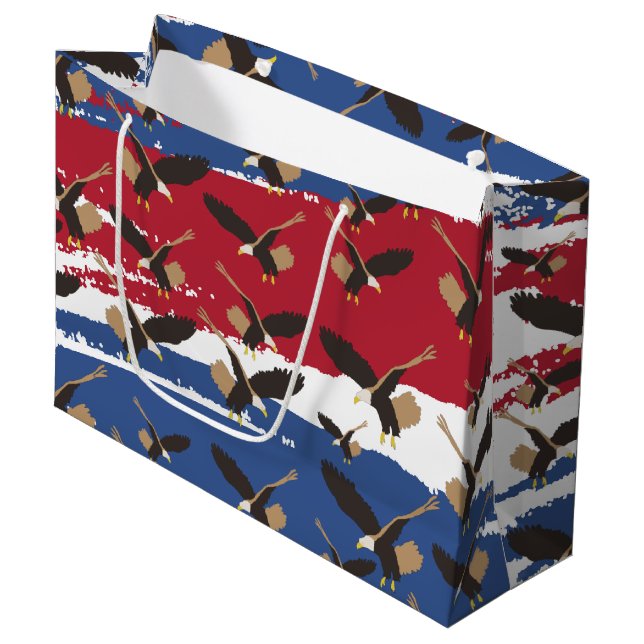 Grand Sac Cadeau Eagle Bird USA Patriotic American Flag (Devant Angle)