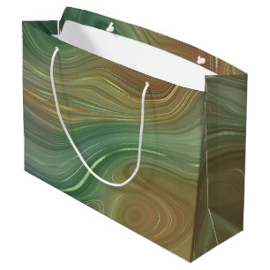 Grand Sac Cadeau Earthy Emerald Strata   Agate d'encre verte et dor