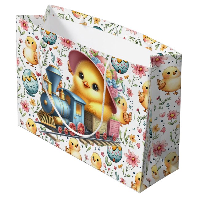 Grand Sac Cadeau Easter Train Chick Gift Bag (Dos Angle)