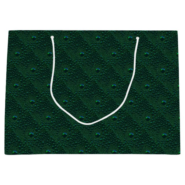 Grand Sac Cadeau Eau sur métal vert (Devant)