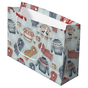 Grand Sac Cadeau Écharpes et pulls confortables d'hiver – Aquarelle
