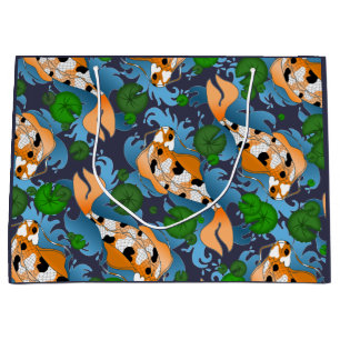 Grand Sac Cadeau Éclaboussement du lis d'étang à poissons asiati