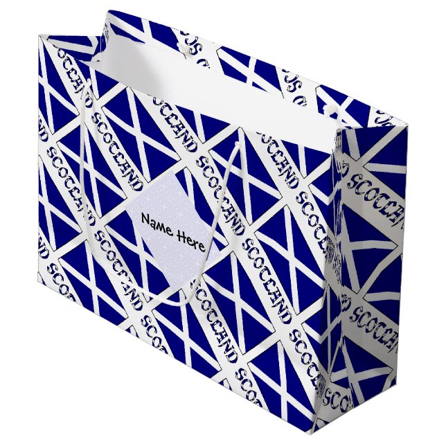 Grand Sac Cadeau Ecosse Drapeau écossais Carrelage personnalisation (Devant Angle)