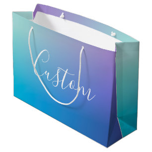 Grand Sac Cadeau Écriture de script moderne éditable Ombre coloré
