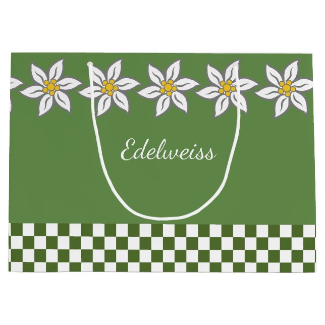 Grand sac cadeau Edelweiss vert (Devant)