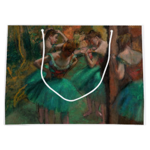 Grand Sac Cadeau Edgar Degas - Danseurs, rose et vert