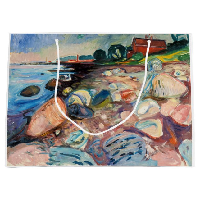 Grand Sac Cadeau Edvard Munch - Rive avec Maison Rouge (Devant)
